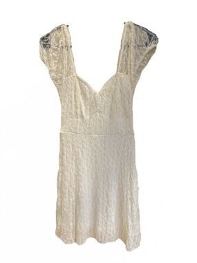 White Lace V-Neck Women's Dress